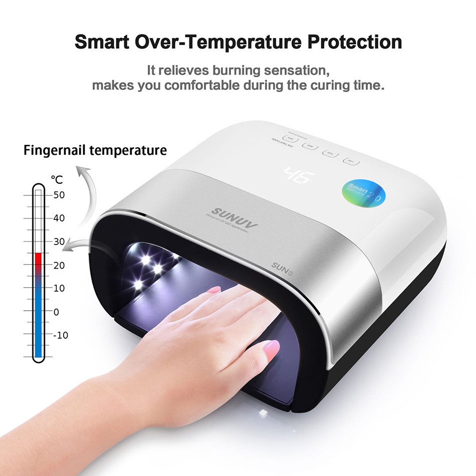 Pengering Kutek PROFESIONAL Kuku Gel Nail Art Smart Portable Lampu UV LED Dryer lampu Manicure SUNUV SUN3 uv lamp for Nail Dryer Machine 48W UV Lamp For gel polish Curing UV Nail With Motion sensing LCD Display dry nails