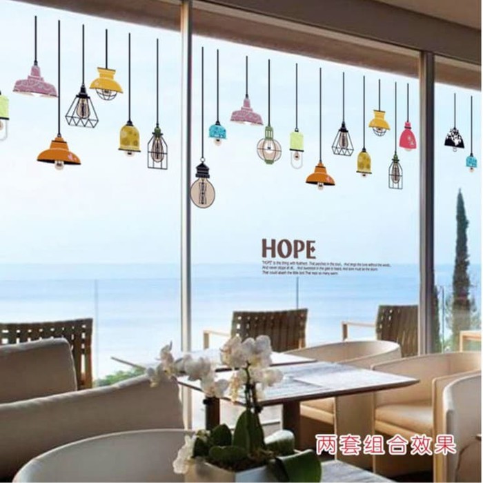 WALLSTICKER LAMP LAMPU HOPE GANTUNG WALSTIKER WALLSETIKER SETIKER CAAFE CAFEE UK 60X90CM STIKER DINDING TEMBOK STICKER CAFE RUANG TAMU KAMAR RUANG TAMU