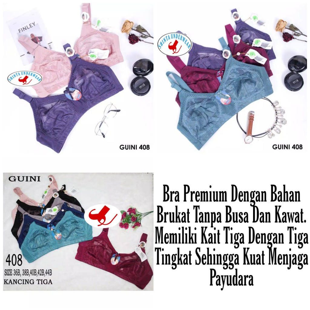 Bra BH Wanita Brukat Cup B Jumbo- Guini 408Jumbo Brukat Transparan