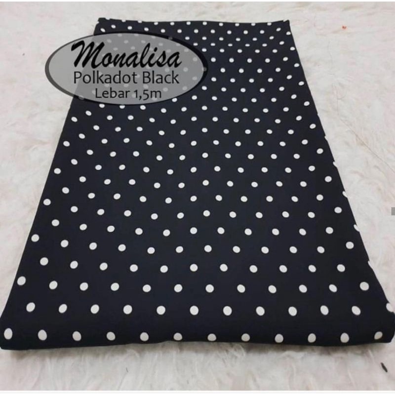 Kain Monalisa Motif Polkadot Hitam harga murah untuk setengah meter