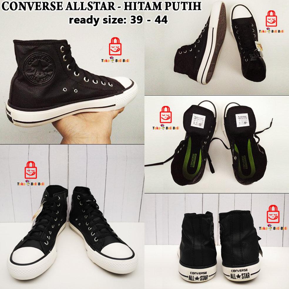 Converse High Kulit Sintetis Hitam Putih. Sepatu Sneakers Pria. Sepatu Pria Sneakers. Sepatu