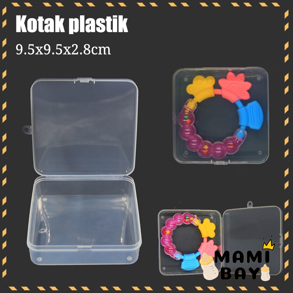 OKEYI Kotak penyimpanan kecil plastik kotak untuk teether bayi 9.5x9.5x2.8cm