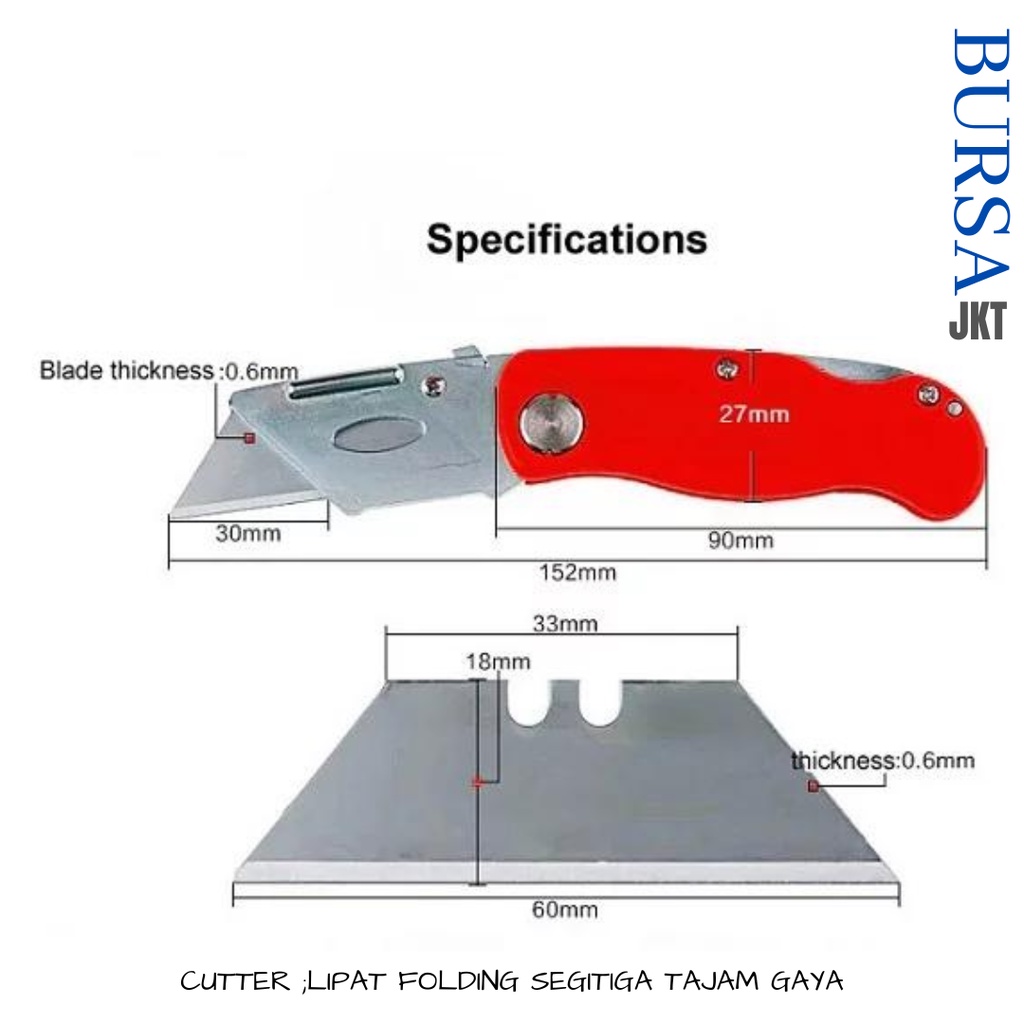 PISAU CUTTER GYPSUM LIPAT FOLDABLE MULTIFUNGSI AKRILIK TRIPLEK DLL