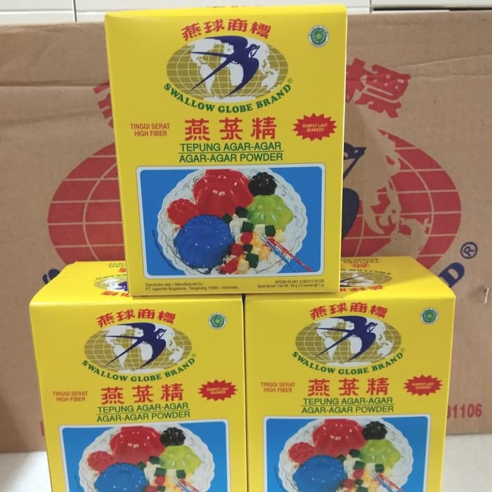 

Tepung Puding Agar Agar Bubuk Powder SWALOW SWALLOW GLOBE 7g 7 gr gram ( 1 Dus / Box isi 12 )