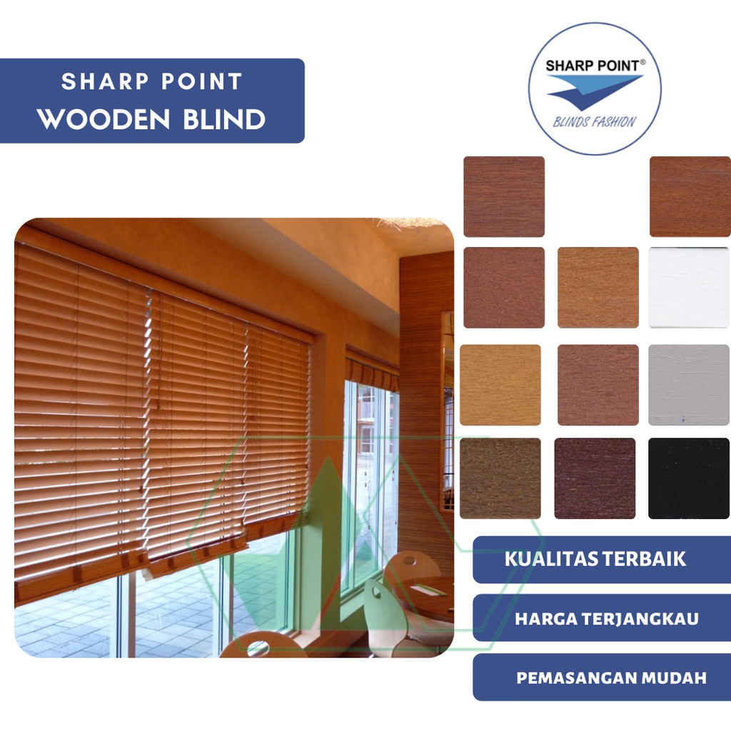 Wooden Blind Sharp Poin Gorder Kayu Hordeng Jendela Model Kayu