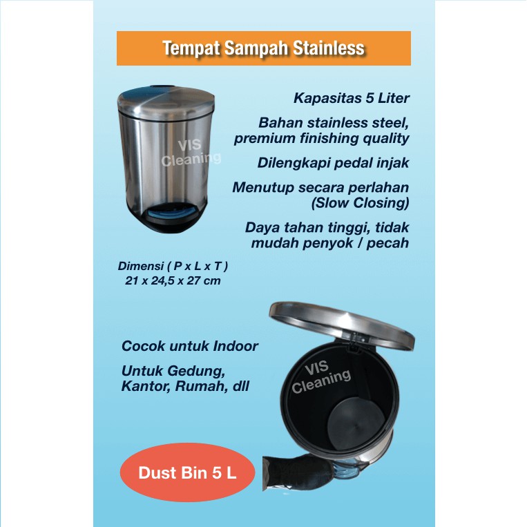 Tempat Sampah Stainless 5 L dengan Pedal ( Dustbin 5 L )