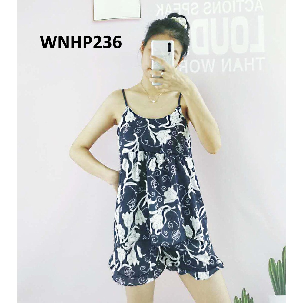 Baju Tidur Wanita Tanktop Floral Black