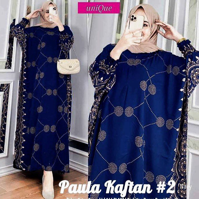 Paula Kaftan Modern Lengan Karet Busui Zipper Depan Gamis Lowo Simple / Kaftan Jumbo / Kaftan Wanita
