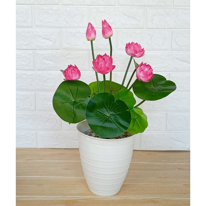 bunga teratai Artificial pot tawon//bunga teratai plastik//bunga hiasan meja//bunga teratai dekorasi