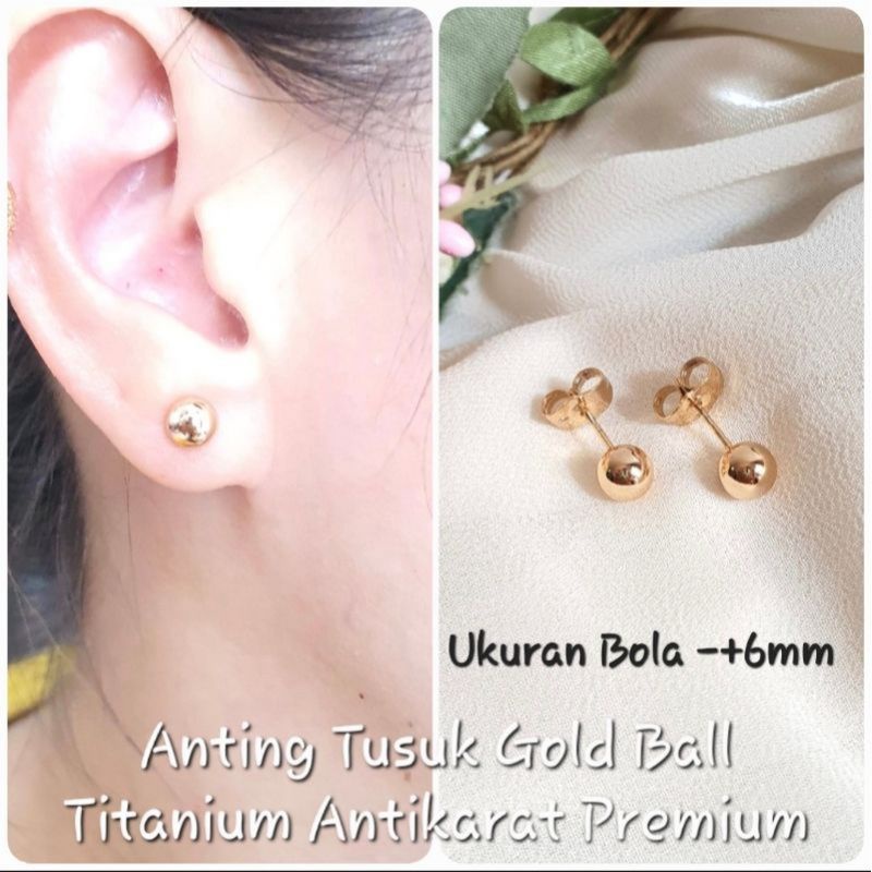Anting Tusuk Ball Polos Titanium Asli