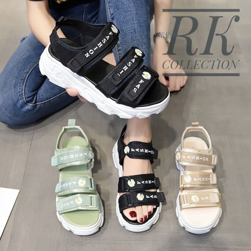 RK Collection - Sepatu Sandal Platform Bunga Daisy-4