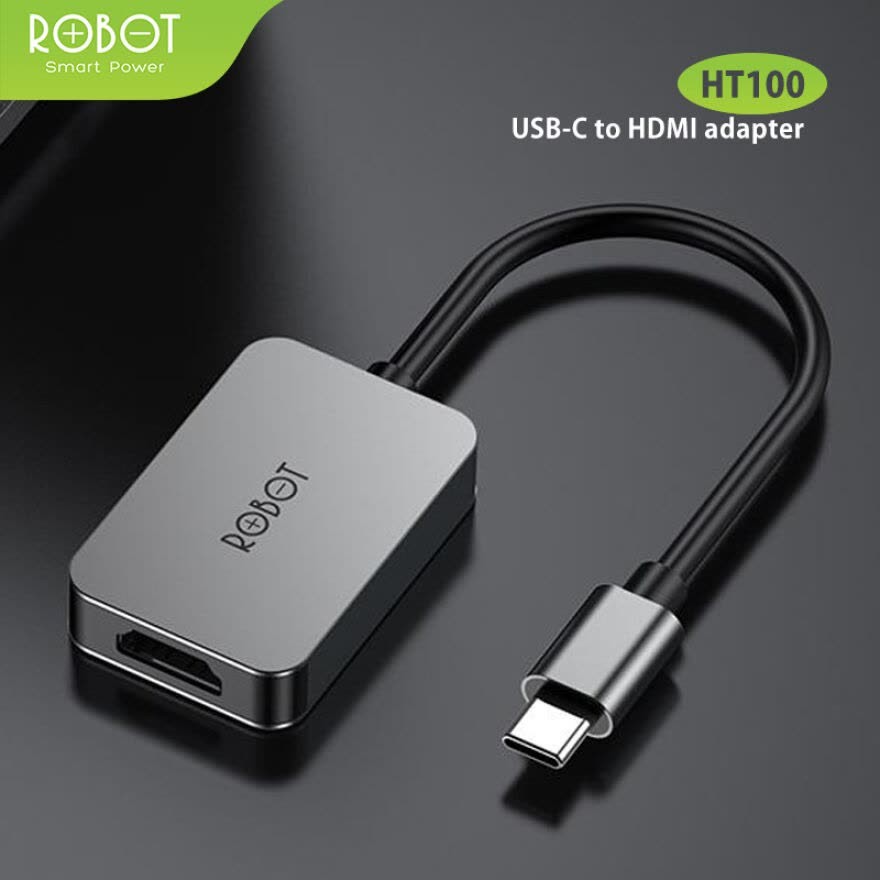 ROBOT HT100 Type-C to HDMI Adapter with 4K HDMI Aluminium Alloy  Garansi Resmi 1 Tahun