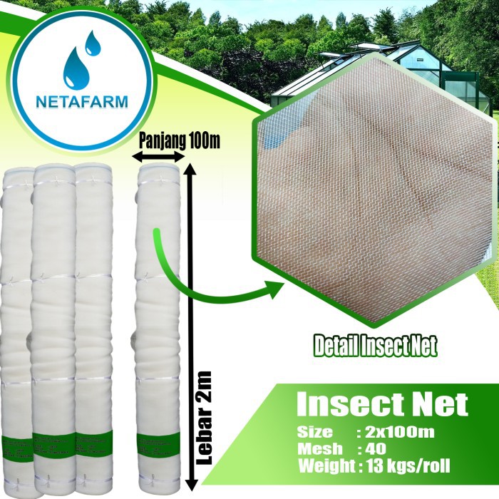 Insect Net Putih Jaring Serangga Insectnet mesh 40 lebar 2m - permeter