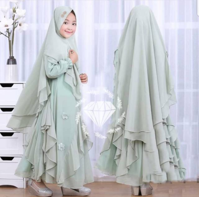 KAYLA KID FASHION PAKAIAN MUSLIM ANAK PEREMPUAN BAHAN WOLFICE KR ADA VIDEO REAL PICT