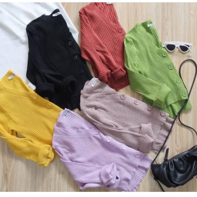 [QAT.01Jl22ν] Sweny Knite / Sweater Cardigan Rajut Outer Atasan Wanita Crop Baju Rajut Lilac