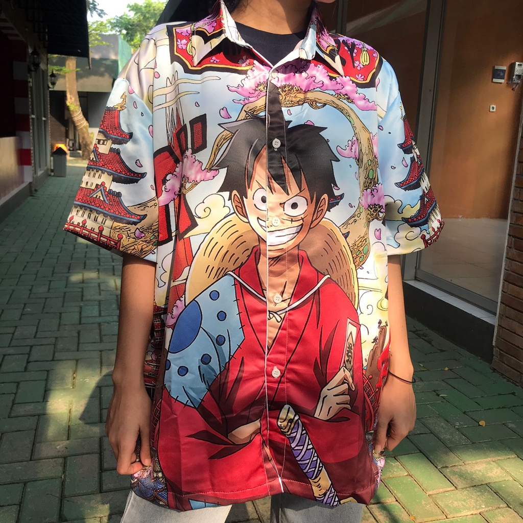 Kemeja Luffytaro Wano Flower Capital Anime Manga One Piece  Premium Unisex