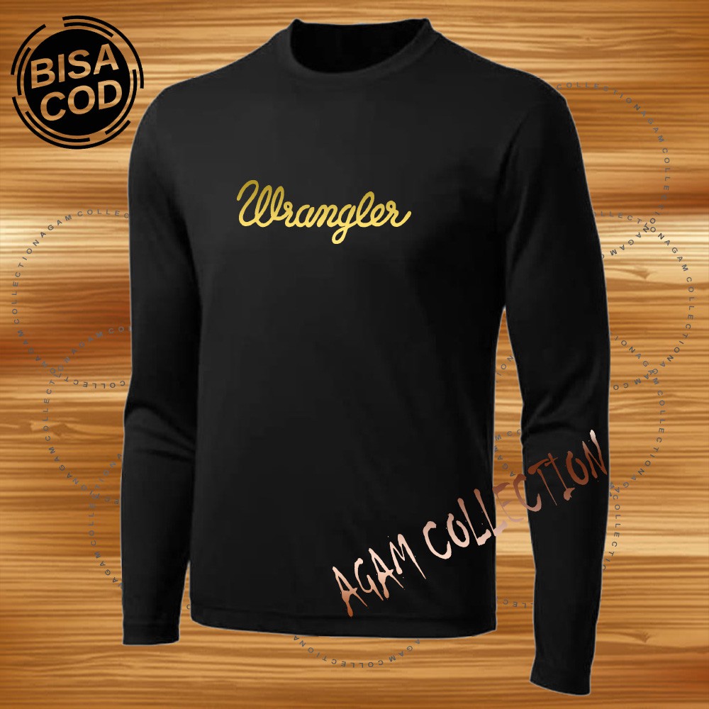 Agam Collection Baju Kaos Distro Wangler Text Gold Lengan Panjang Premium Quality