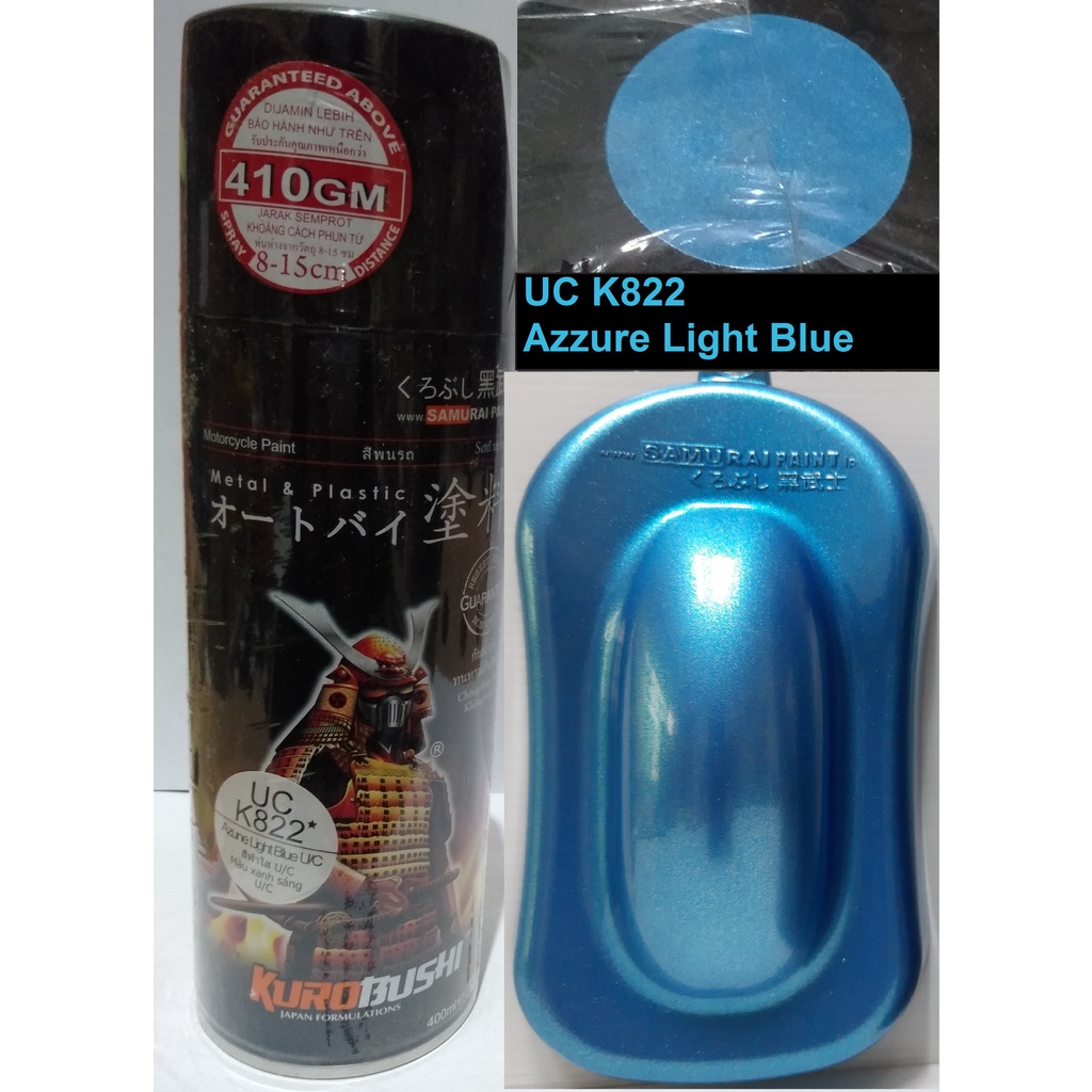 Samurai Paint UC K822* Azzure Light Blue Cat Semprot Aerosol High Quality