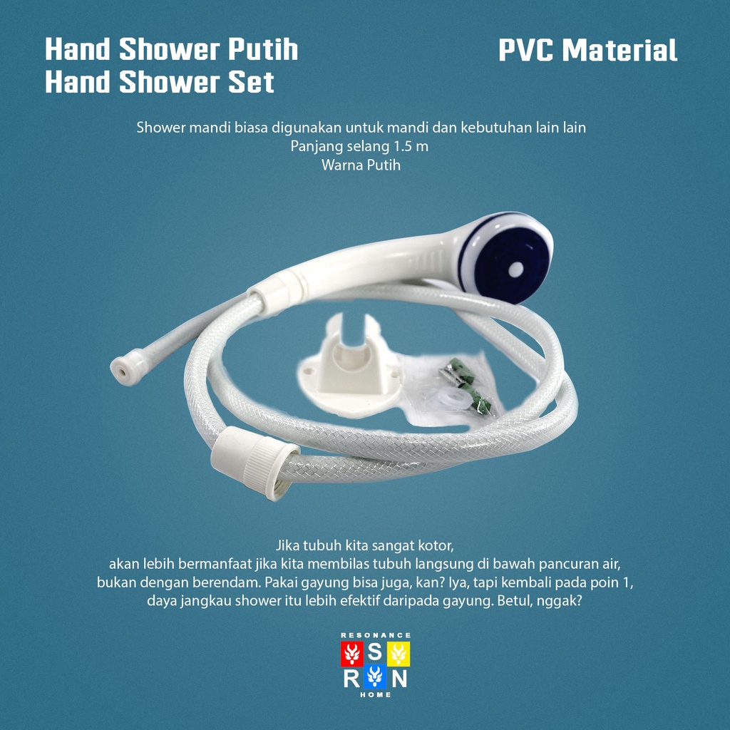 Hand Shower Set Putih PVC / Shower Mandi Bathub Resonance Home