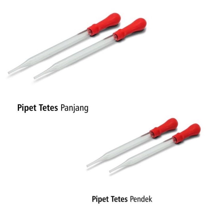 Pipet Tetes Kaca Panjang Pendek Dot Merah