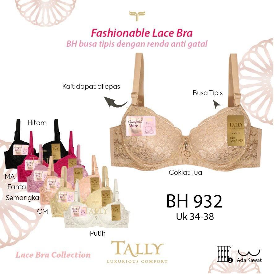 TALLY BRA BH 932 I CUP B KECIL | BUSA TIPIS I 1/2 CUP | ADA KAWAT | ADA BROKAT