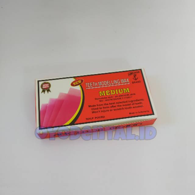 Dental base plate wax / wax baseplate / lilin model malam merah anchor medium