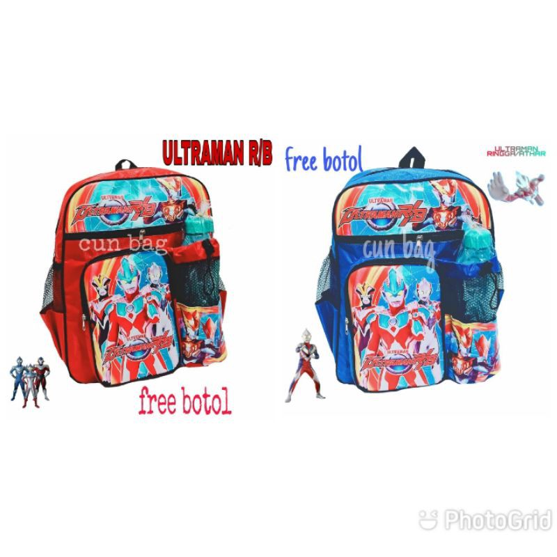Tas Ransel Anak Laki - Laki Ultraman Gratis Botol Minum