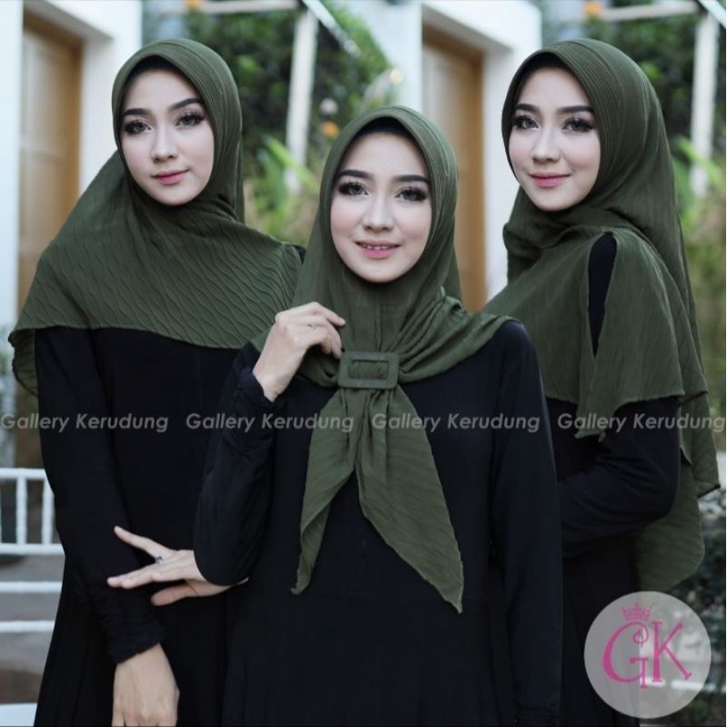 (ORIGINAL 100%) HIJAB SEGITIGA PET PLISKET GELOMBANG BY GK FREE GESPER || SEGIEMPAT INSTAN PAD PLISK