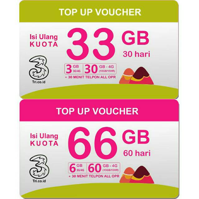 Kirim Via Chat Kuota Tri 66gb Jaringan 4g
