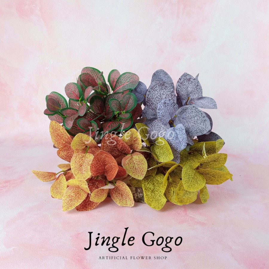 Eucalyptus Artificial 5 Cab Daun Plastik Dollar Aglonema Dekorasi Pesta Backdrop Rustic Bunga G493