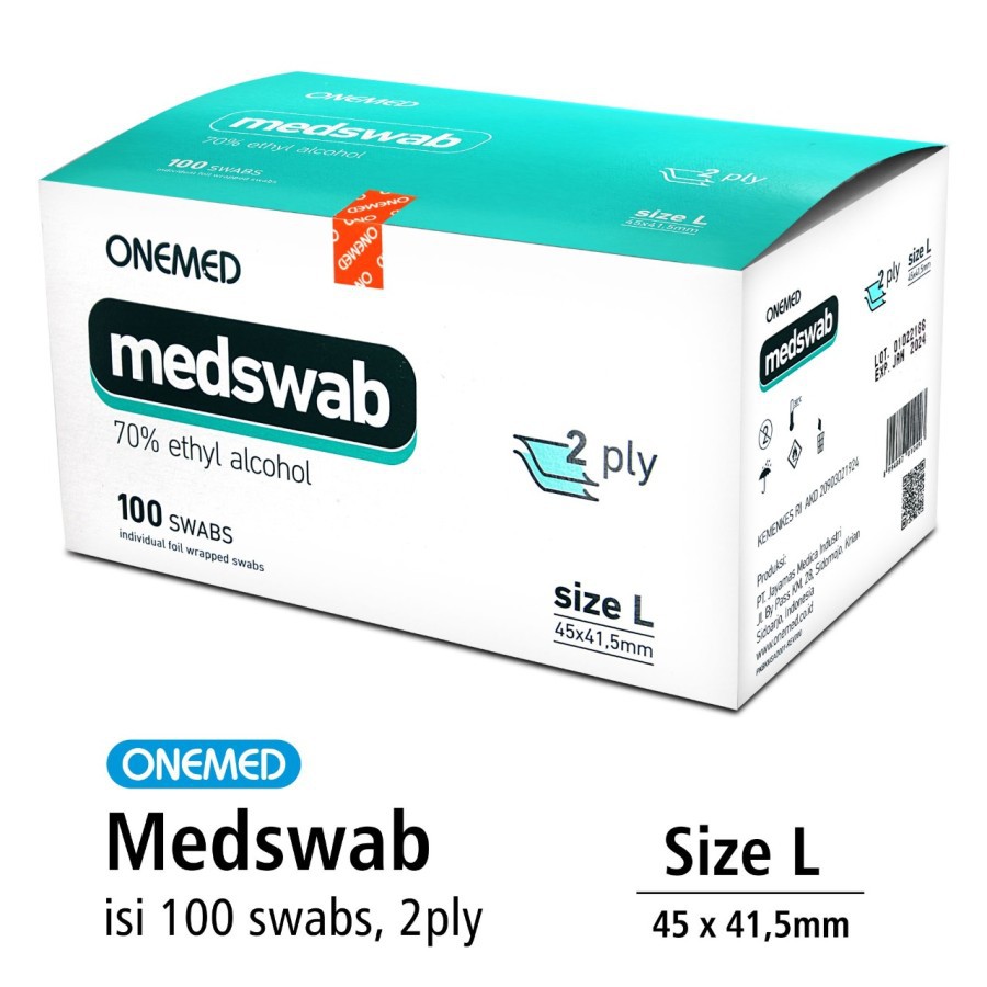 MED SWAB TISSUE ALKOHOL 2PLY ISI 100pcs - ONEMED