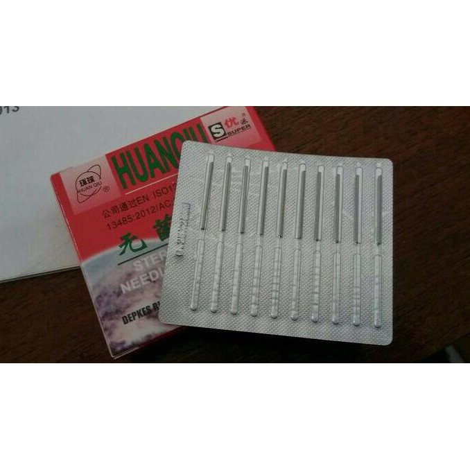 JARUM AKUPUNTUR HUANQIU SUPER DUS MERAH ISI 100 UKURAN 30X40 MM HIJAU