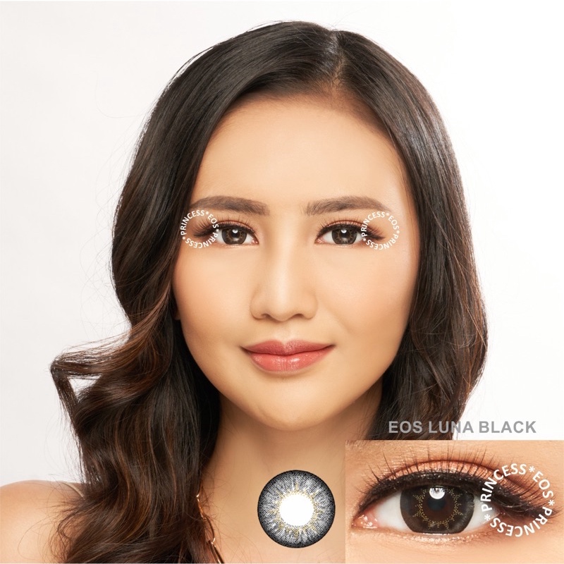 Softlens EOS Luna Black / Hitam Normal Minus Beda Minus