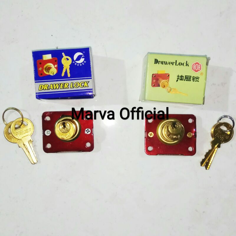 kuci laci Freder ASLI drawer lock kecil merah kuning kuningan diameter 16mm 16 mm kunci loker kunci 
