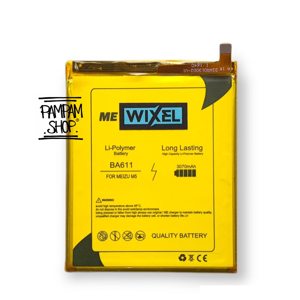 WIXEL ME Baterai Meizu M5 M611H BA611 Real Capacity Battery Original 100% Ori Batre Batrai HP Handphone