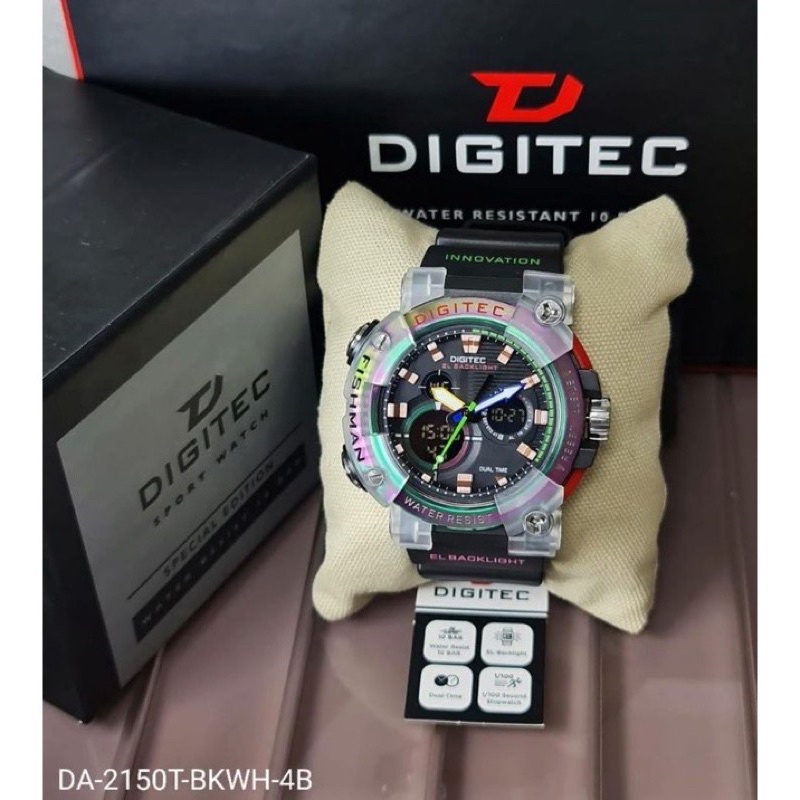 Jam Tangan Digitec Pria DA 2150 T Terbaru 2021 Model Fishman Edisi Khusus Bezel Stainless Steel Spor