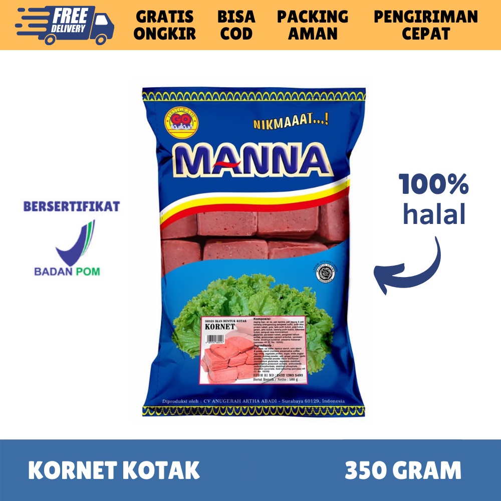 [FROZEN FOOD GOMANNA] KORNET IKAN KOTAK ISI 32 (500GR) MAKANAN INSTAN BAKSO/SOSIS IKAN BPOM HALAL