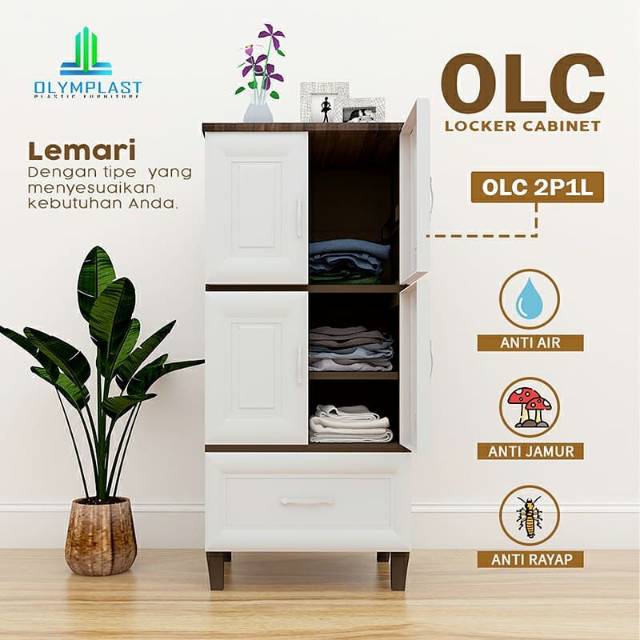 OLYMPLAST OLC 2P1L / LEMARI PLASTIK SERBAGUNA / LEMARI PLASTIK PREMIUM