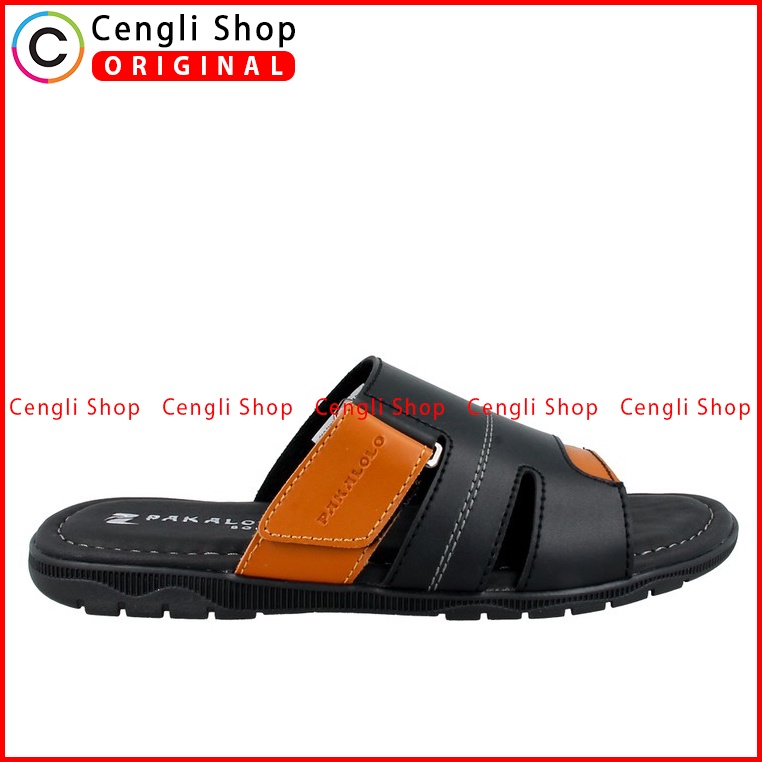 SANDAL SLIDE PAKALOLO PRIA ORIGINAL CASUAL KULIT ASLI HITAM PB44