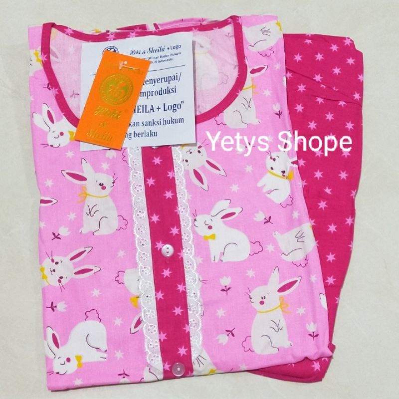 CP Full Kancing Hoki&Sheila LD110 Baju Tidur Piyama Standart [Part 1]-RabbitStar HS Pink
