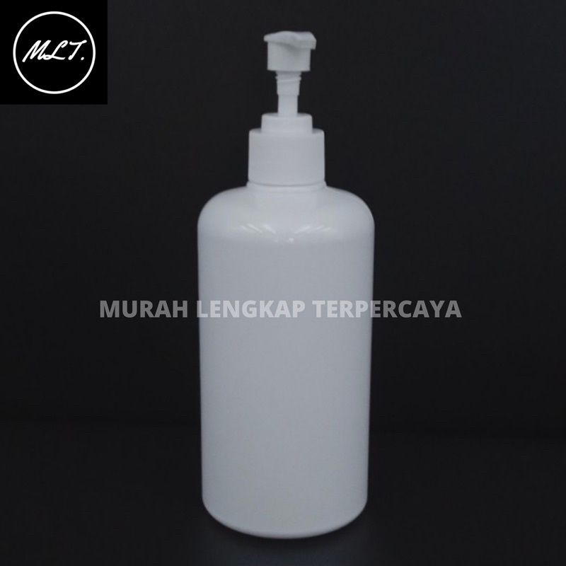 BOTOL PUMP 500 ML PUTIH GLOSSY FULL PUTIH PET/ BOTOL POMPA 500 ML LOTION PUMP PUTIH