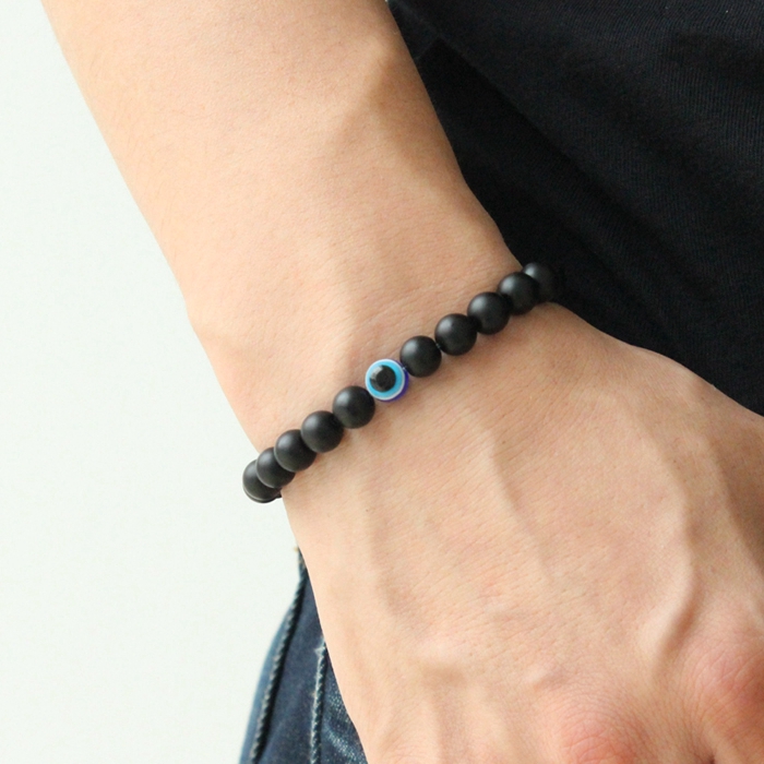Blue Eye Bracelet Couple Obsidian Greek Devil's Eye Beads