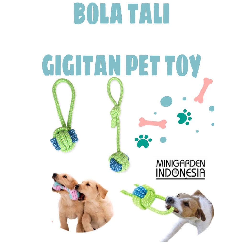 MAINAN BOLA TALI GIGITAN HEWAN PET TOY ROPE BALL LATIH KEKUATAN TARIK