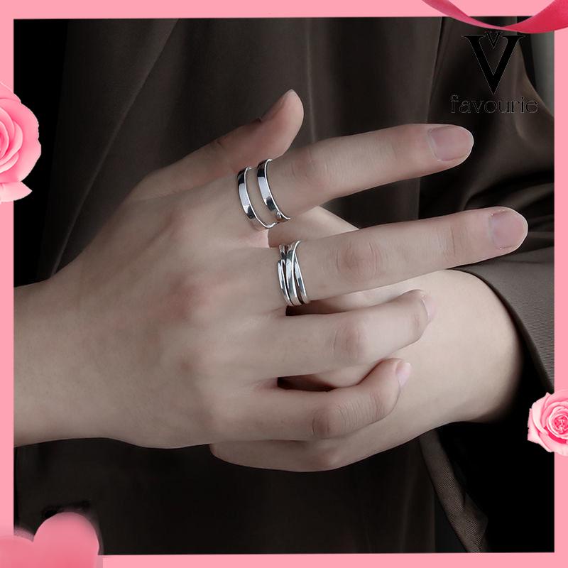 [COD]3pcs Cincin Jari Telunjuk Model Terbuka Dapat Disesuaikan Tidak Pudar Untuk Unisex-FA