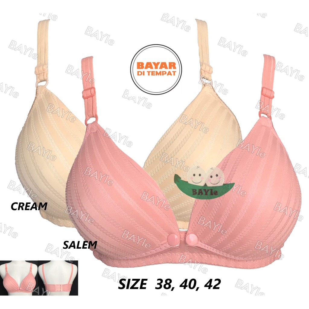 BAYIe - BH / Bra Ibu Menyusui/Nursing BRA YSK 2093 Motif SALUR Dengan Busa Tanpa Kawat CUP BESAR