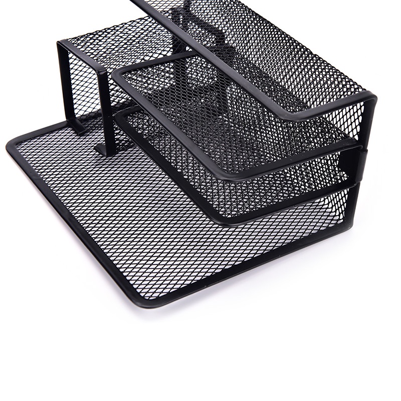 (LUCKID) 1pc Rak Organizer Mesh Hitam Holder Kertas Surat / File