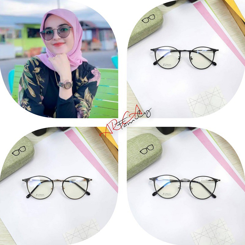 KACAMATA LENSA PHOTOCROMIC BERUBAH WARNA OVAL TITANIUM UNISEX OPTIK SUNGLASSES