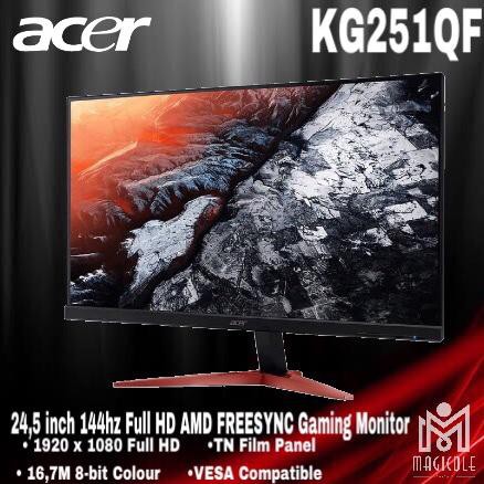 Jual Acer KG251QF 24.5 inch 144Hz Full HD AMD FREESYNC Gaming Monitor  Indonesia|Shopee Indonesia