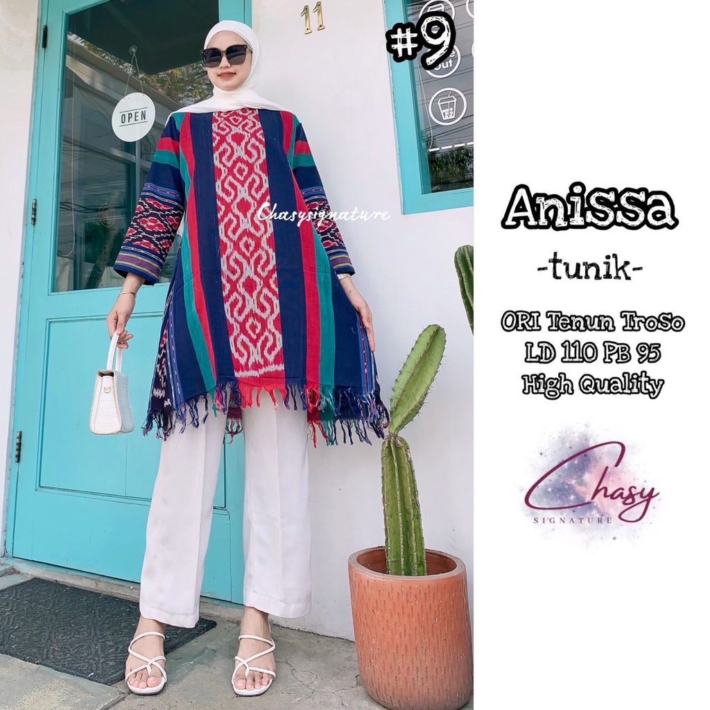 Atasan Tunik Batik Tenun by Butik Batik Solo bahan tenun kode TUNIK BATIK TENUN ANISSA TUNIK