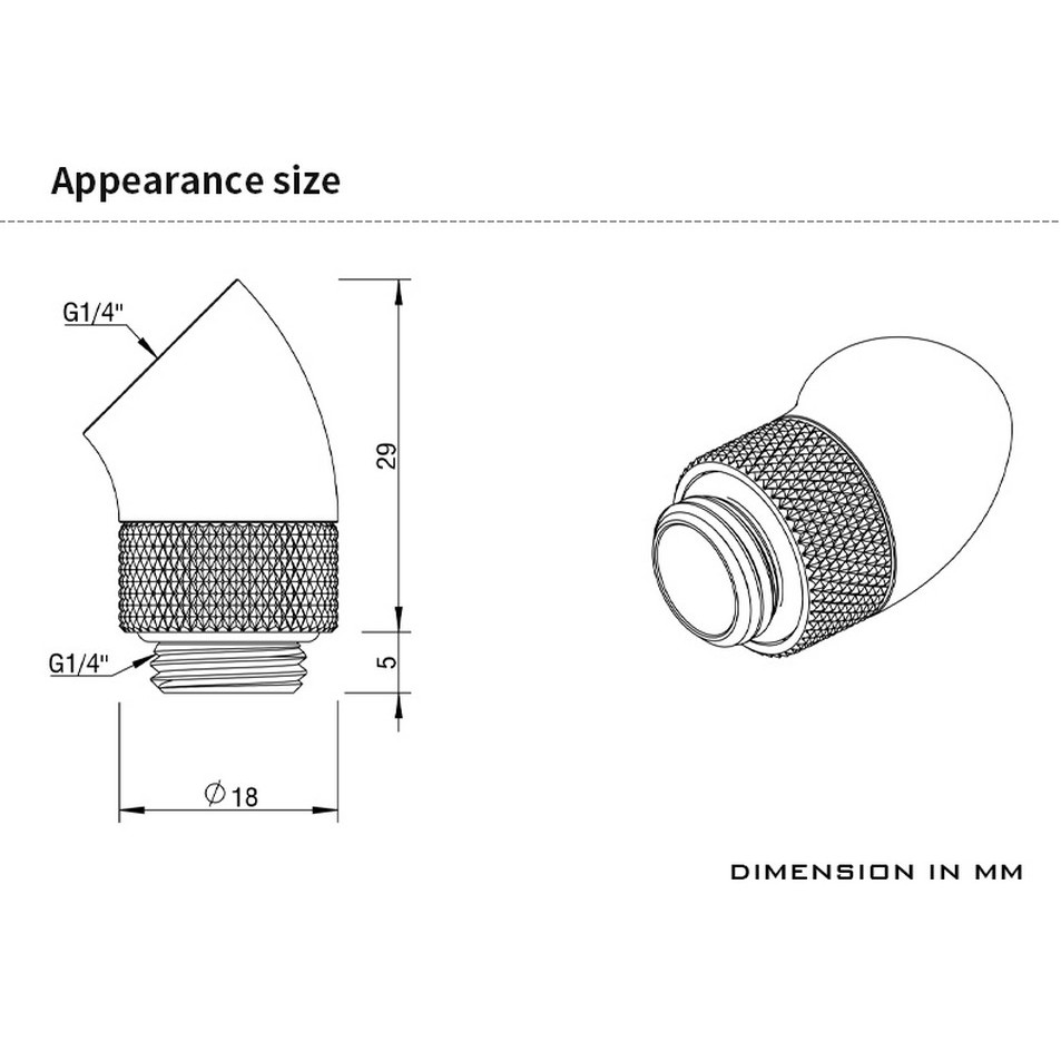 BARROW TWT45-B01 45° Rotary M-F G1/4 Fitting - White